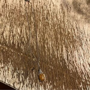 Silver Necklace with Brown Pendant